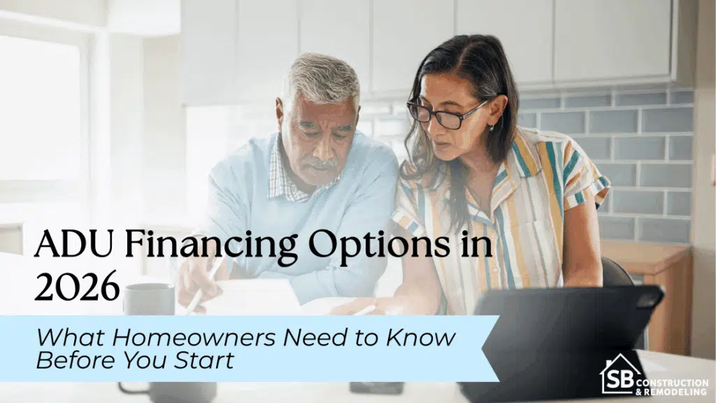 Couple reviewing documents in kitchen