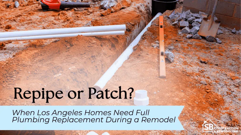 Sewer line with text 'Repipe or Patch