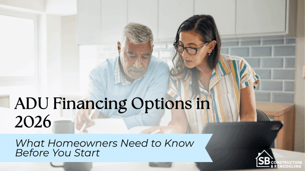 Couple reviewing documents in kitchen