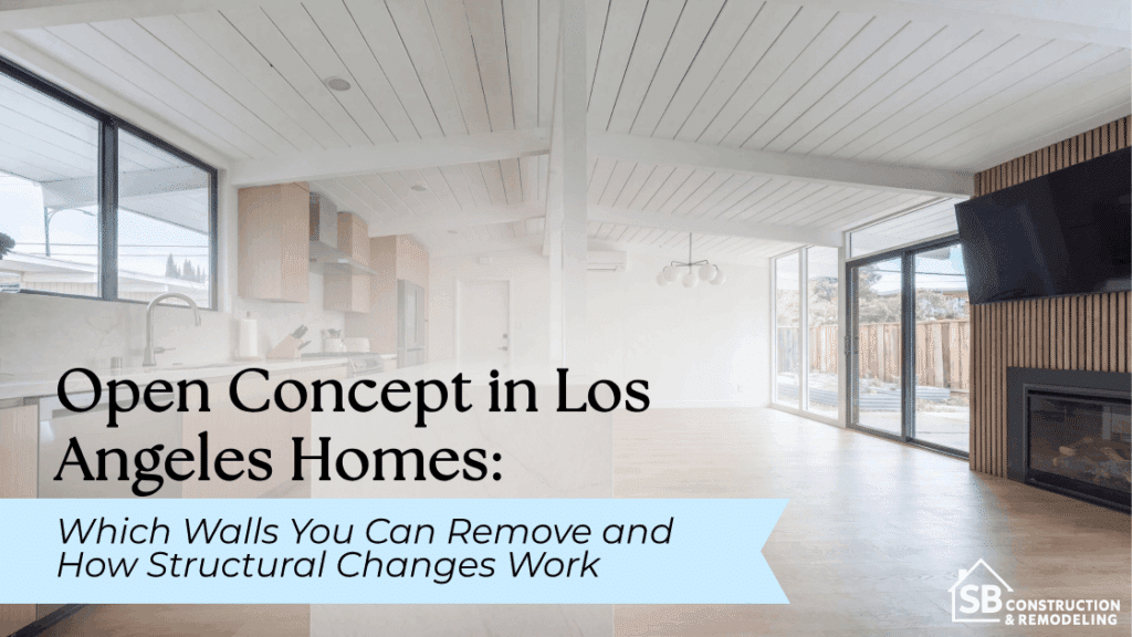 Open concept design in a Los Angeles home showing structural